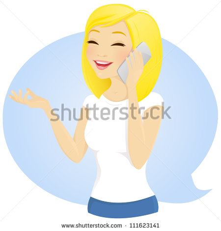 Happy Girl Talking On The Phone   Stock Vector