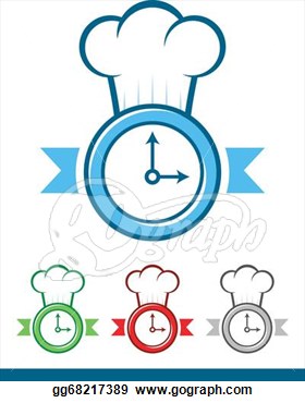 Icon Of A Clock Wearing A Chef Hat  Clipart Illustration Gg68217389