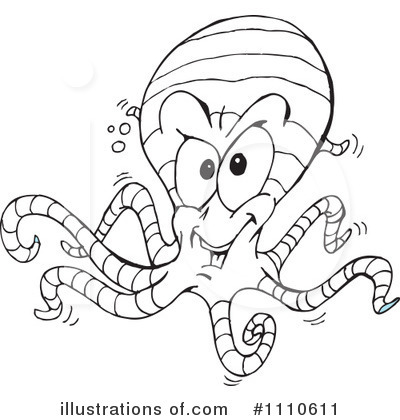 Octopus Black And White Clipart More Clip Art Illustrations Of