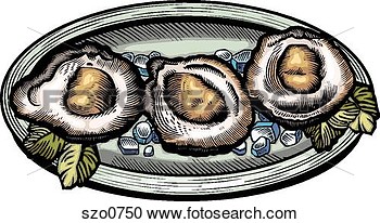 Of A Plate Of Oysters On The Half Shell Szo0750   Search Clipart