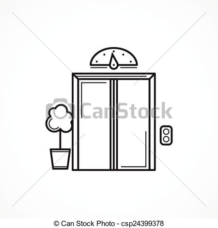 Of Closed Elevator Door Black Line Vector Icon   Single Black    