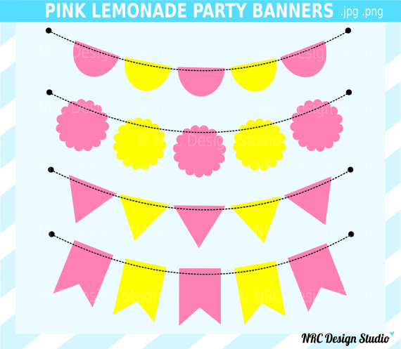     Pink Lemonade Banner Clip Art   Banner Bunting Flags Clipart