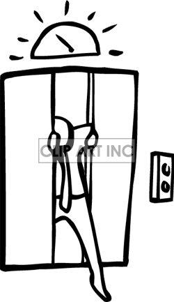 Royalty Free Black And White Man Stuck In An Elevator Clipart Image    