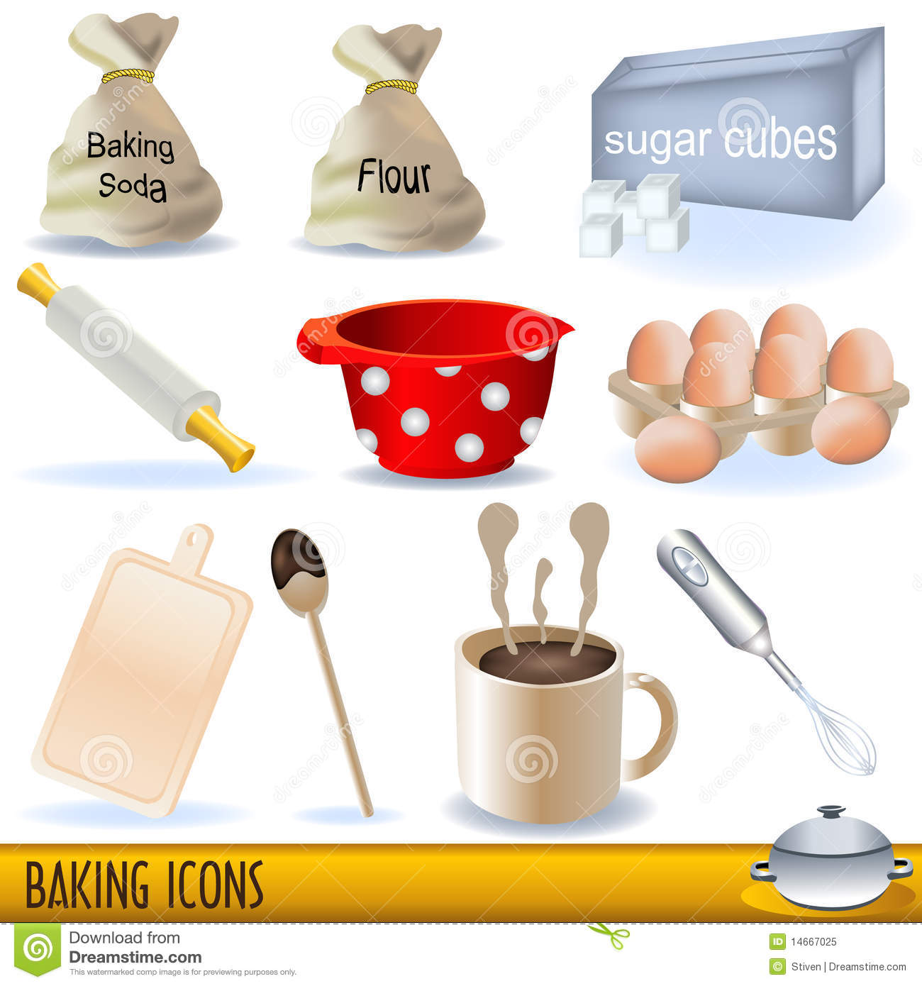 Set Of Colored Illustration Of Baking Icons