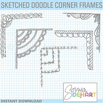 Sketched Doodle Corner Frames    Doodles    Clipart And Graphics    