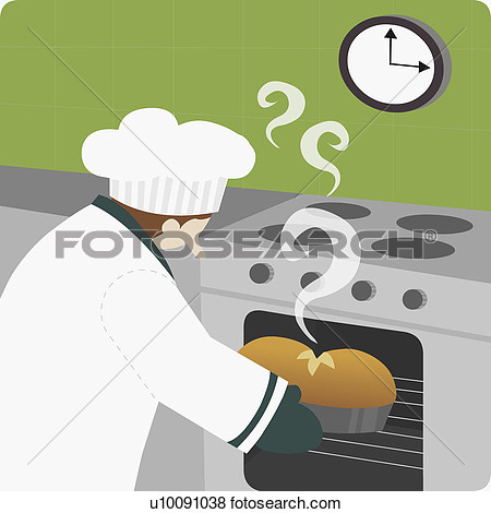 Stock Illustration   Close Up Of A Chef Baking Food In An Oven