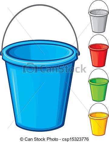 Vector Colored Bucket With Handle  Buckets In Five Colours Buckets