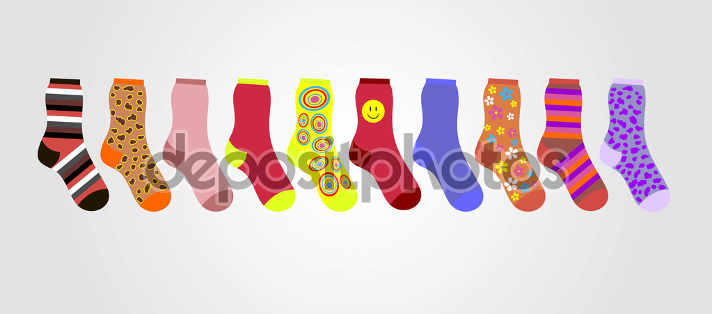 Vector Colorful Socks On A Gray Background In The Line   Ilustra  O