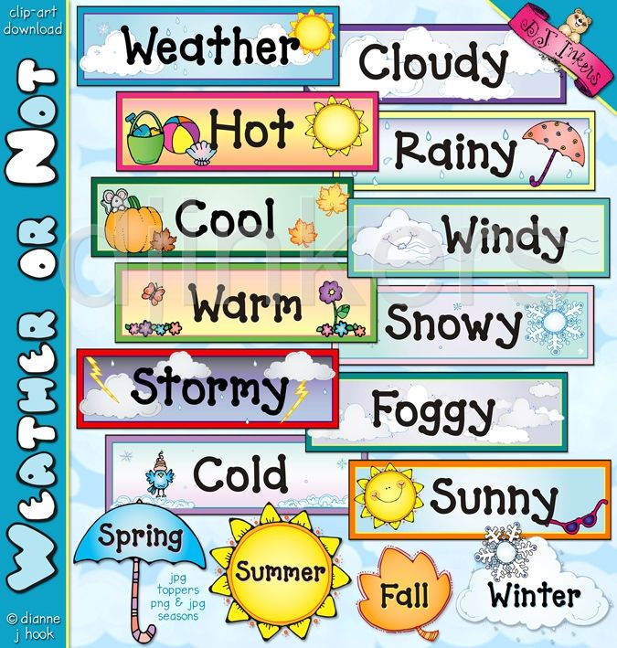 Weather Clip Art For Calendar   For The Classroom   Pinterest
