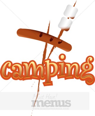 Camping With Hot Dog And Marshmallows   Food Word Art