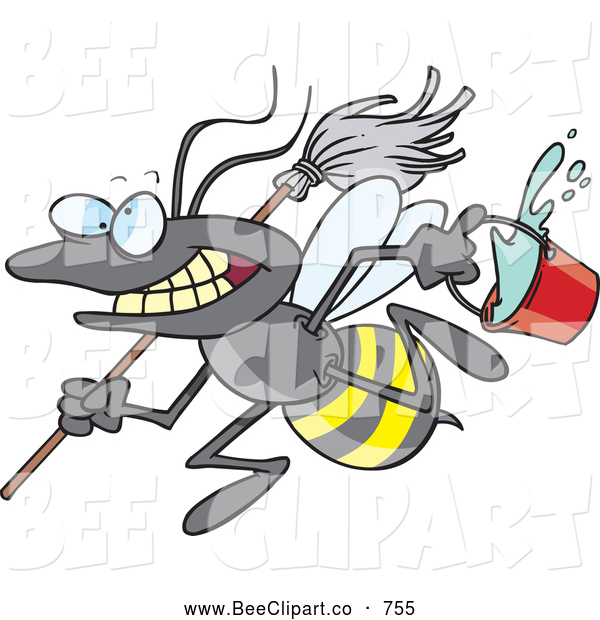 Cartoon Clip Art Of A Crazy Cartoon Busy Janitorial Bee By Ron