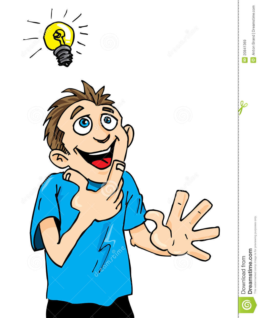 Cartoon Man Gets A Bright Idea  Royalty Free Stock Images   Image    
