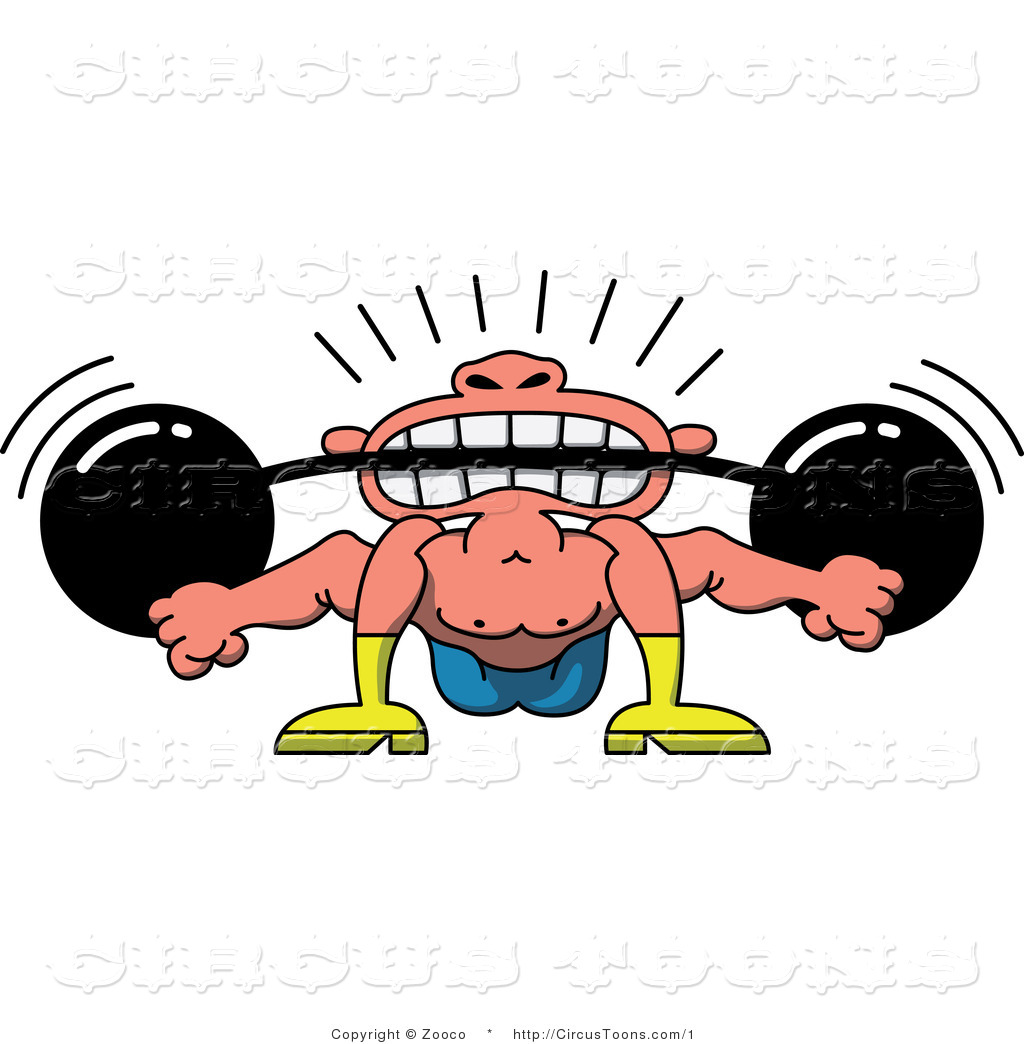 Circus Clipart Of Circus Strong Man Lifting Heavy Barbell With His