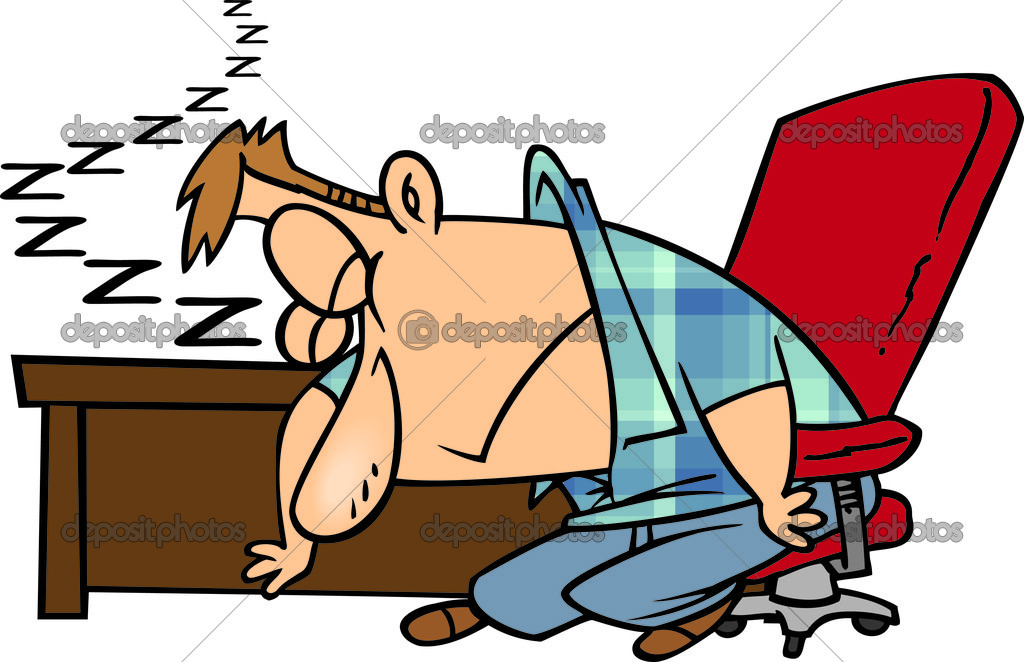 Clipart Exhausted Man Dozing At His Desk   Stock Vector    