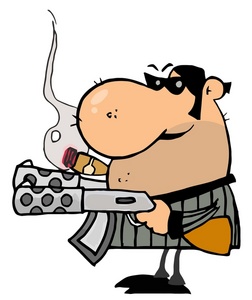 Criminal Clipart Image  A Mobster Smoking A Cigar And Holding Machine    