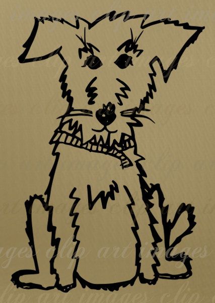 Dog Clip Art Scruffy Dog Tramp Schnoodle Schnauzer Digital Stamp