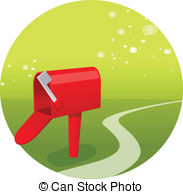 Empty Mailbox On Green Landscape Vector Clipart