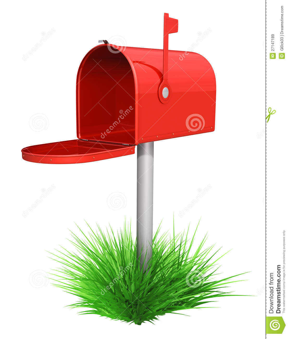 Empty Red Mailbox And Green Grass Royalty Free Stock Images   Image