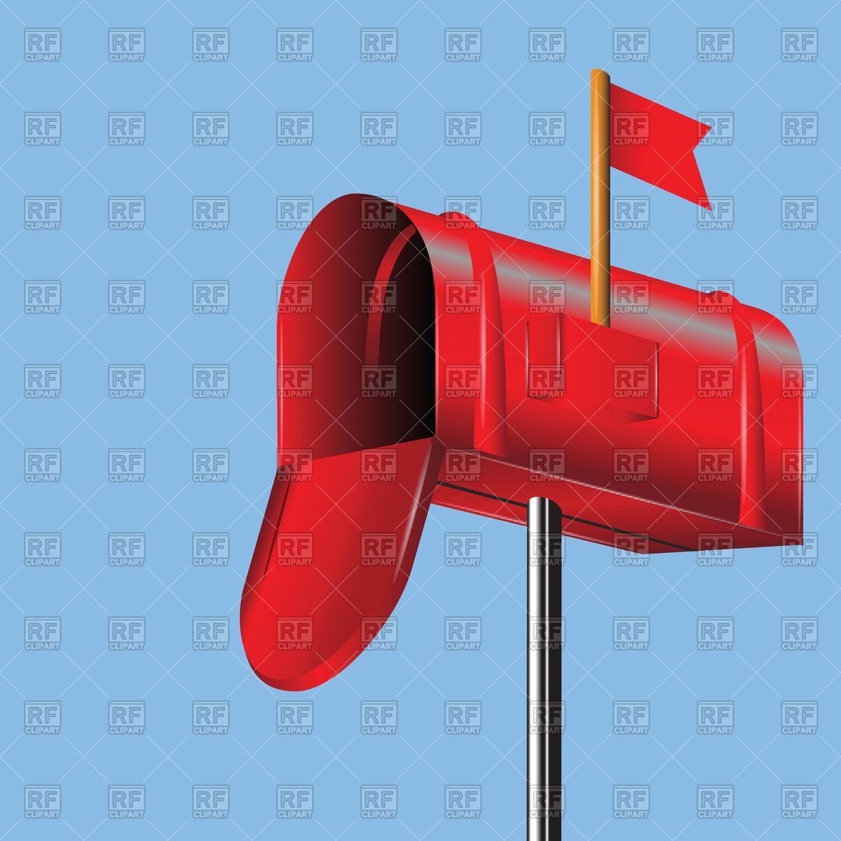 Empty Red Mailbox On Post Download Royalty Free Vector Clipart  Eps