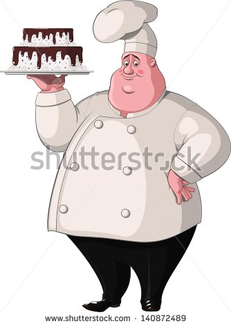 Fat Chef Clipart Illustration Chef Holds A