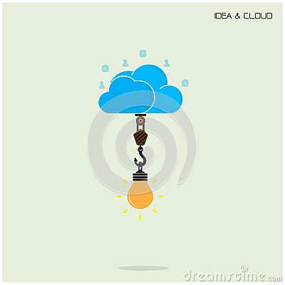 Flat Cloud Technology Computing And Creative Bulb Idea Concept  Data