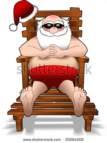 Graphic Depicting Santa Claus Relaxing On Beach Lounger   Stock Vector