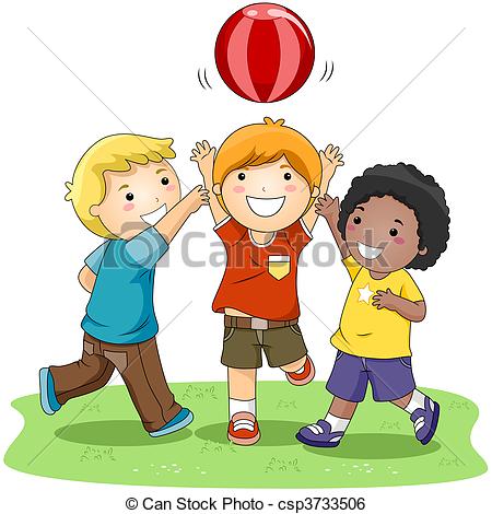 Illustration De Jouer Balle   Enfants Jouer Balle Parc Csp3733506