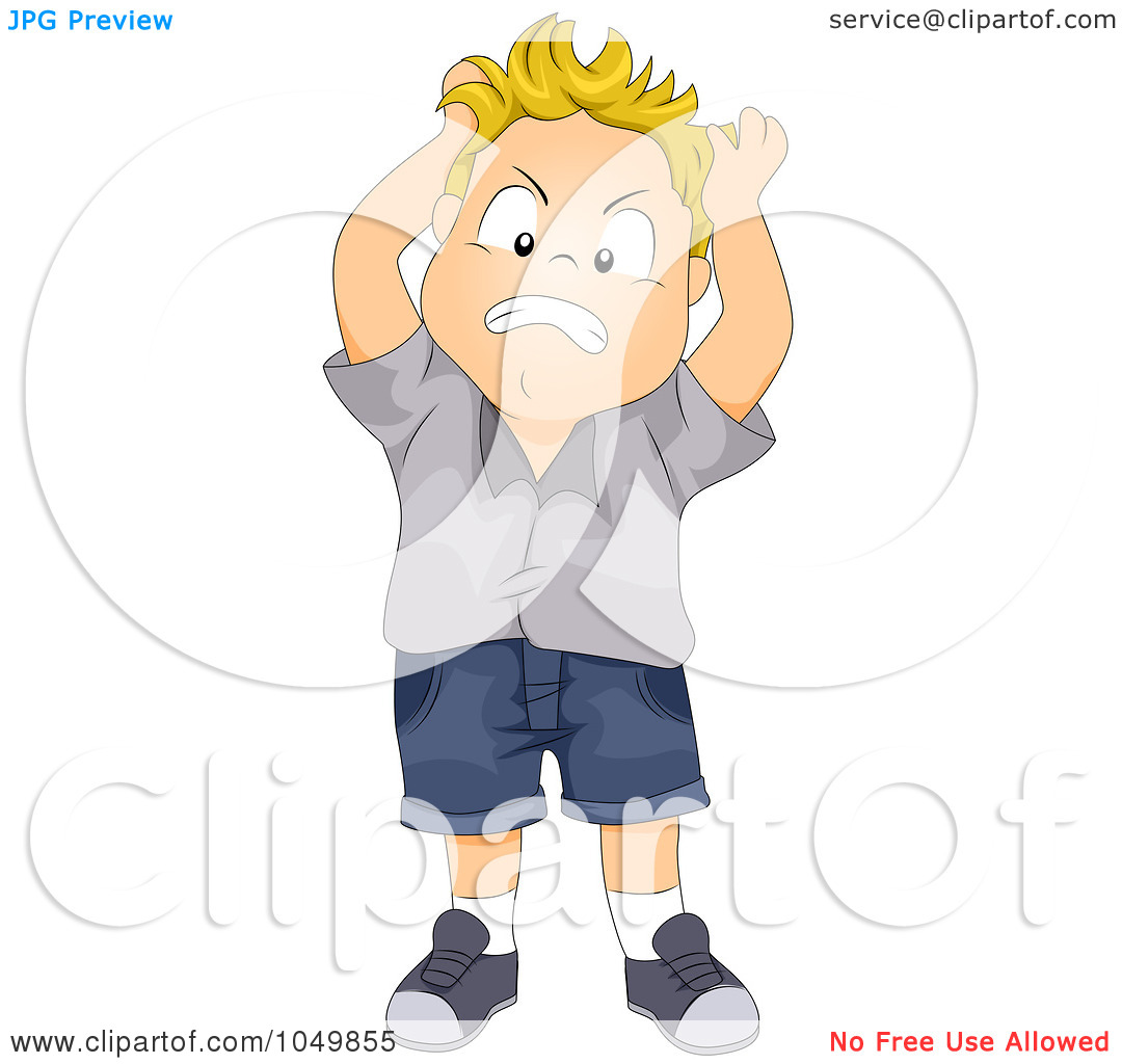 Illustration Of A Frustrated Boy Pulling His Hair By Bnp Design Studio