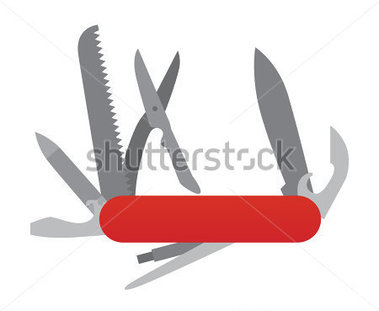 Multipurpose Pocket Knife Military Red Knife Vector Illustration