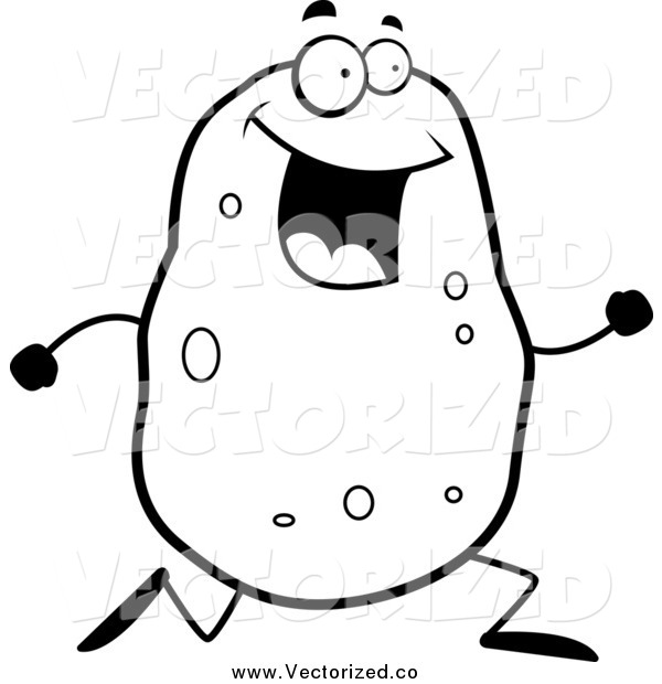 Royalty Free Clipart Of A Black And White Running Potato Character By    