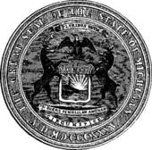 Seal Of The State Of Michigan Vintage Engraving   Stock Illustration
