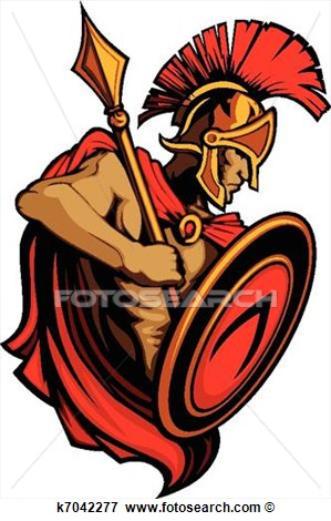 Spartan Trojan Mascot With Spear An View Large Clip Art Graphic
