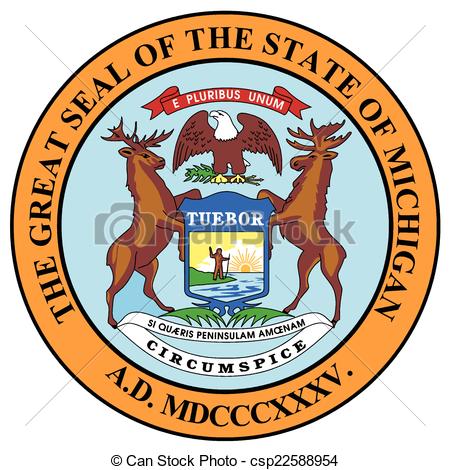 The State Seal Of Michigan Over A White Background