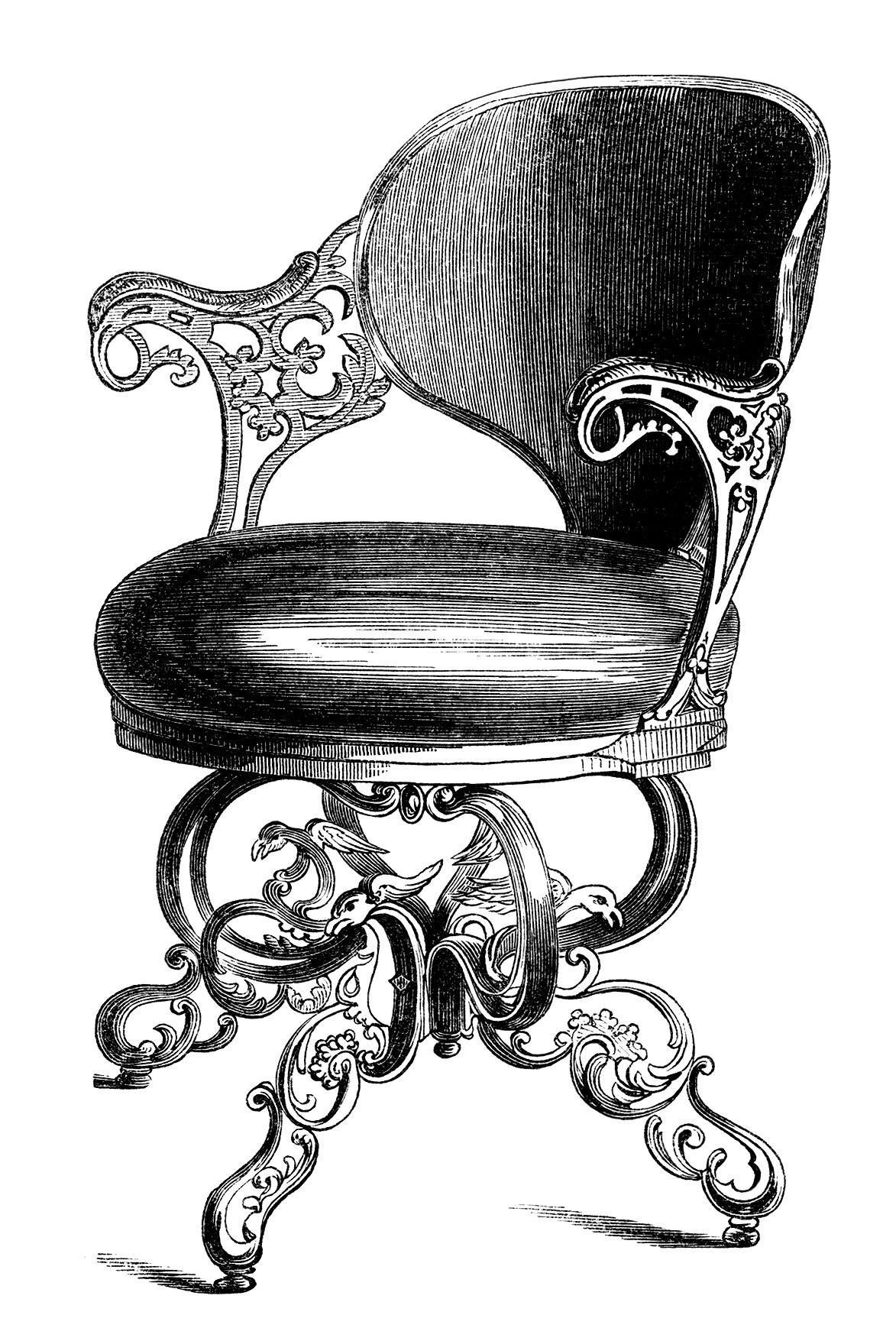     White Clip Art Vintage Chair Engraving Old Fashioned Chair Clipart