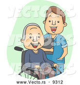 Cartoon Vector Of A Male Geriatric Nurse Laughing With A Senior
