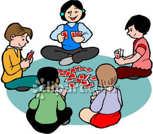 Children Playing A Card Game   Royalty Free Clipart Picture