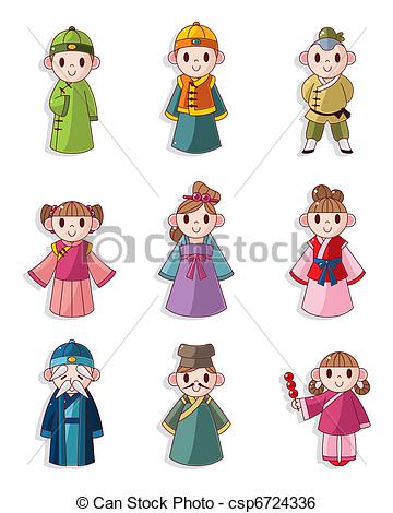 Clip Art Vector Of Cartoon Chinese People Icon Set Csp6724336   Search    