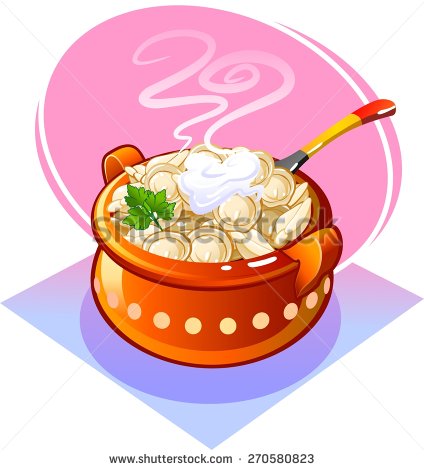 Dumplings In A Pot With Sour Cream  Vector   Stock Vector