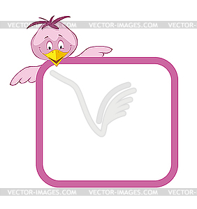 Frame With Cartoon Bird   Vector Clipart