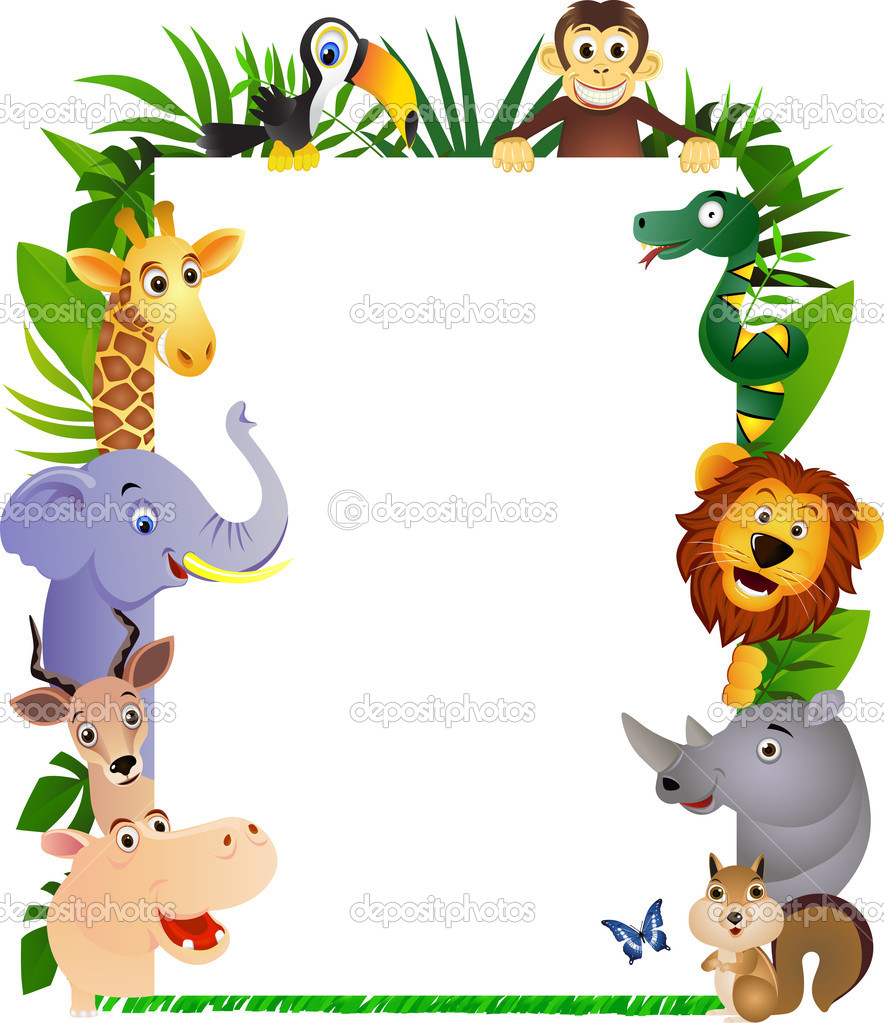 Funny Animal Cartoon Frame   Stock Vector   Dagadu  2868534