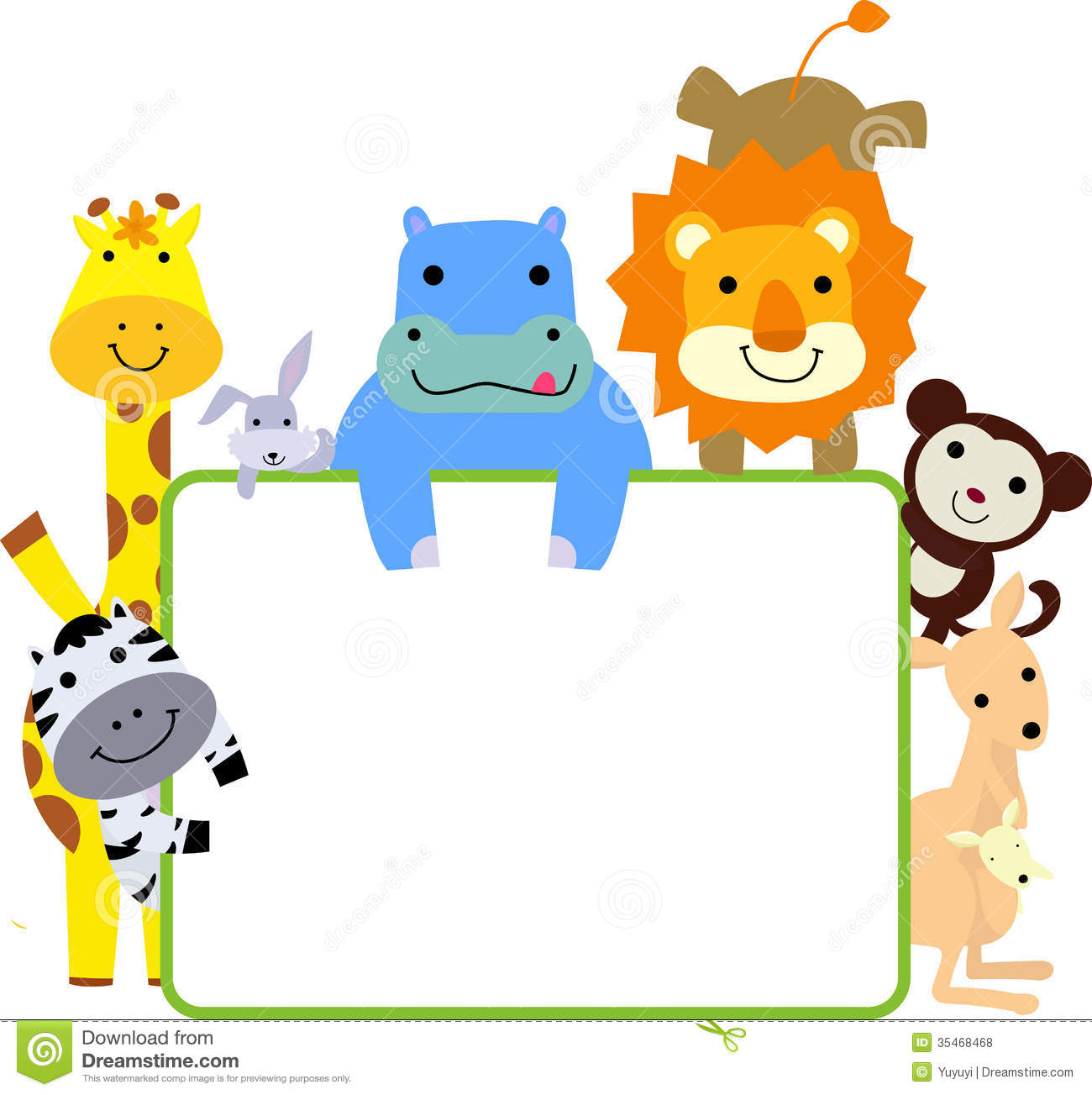 Group Of Animals And Frame Royalty Free Stock Photos   Image  35468468