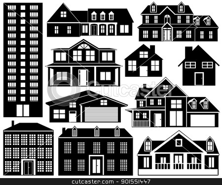 House Silhouettes Stock Vector Clipart House Silhouettes Isolated On    