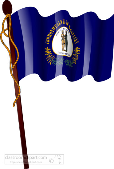 Kentucky   Kentucky State Flag On Flagpole   Classroom Clipart