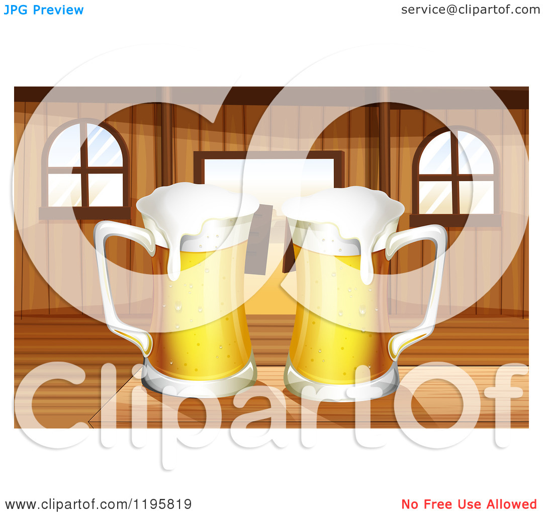 Of Beer On A Western Saloon Diner Bar   Royalty Free Vector Clipart