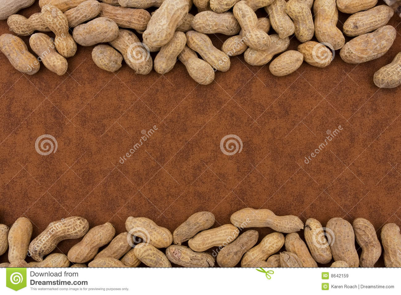 Peanuts In The Shell Making Border On A Brown Background Peanut
