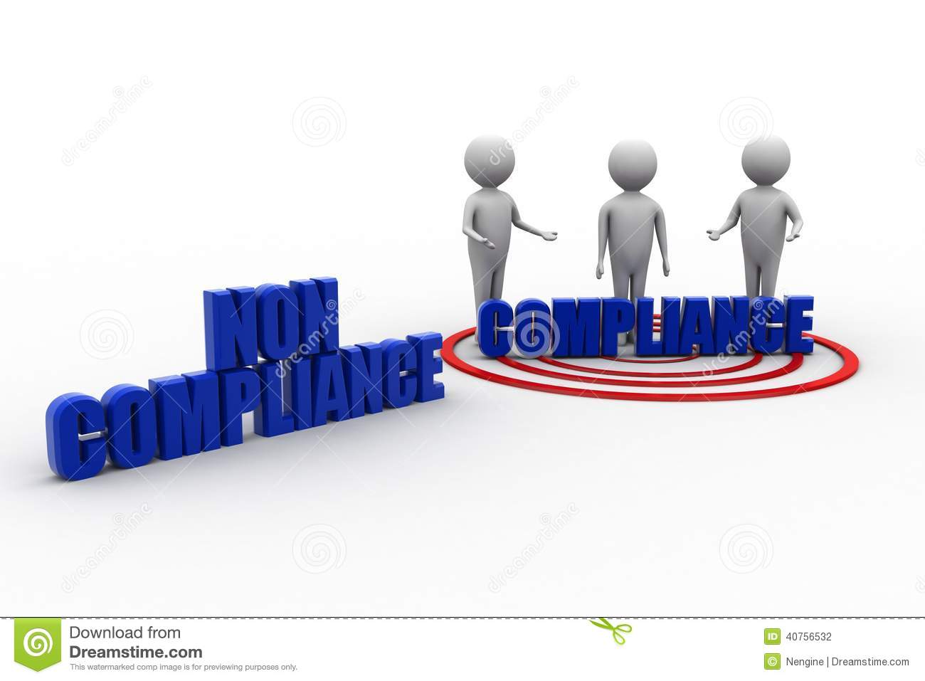 Stock Photography  3d Man With Non Compliance And Compliance On A