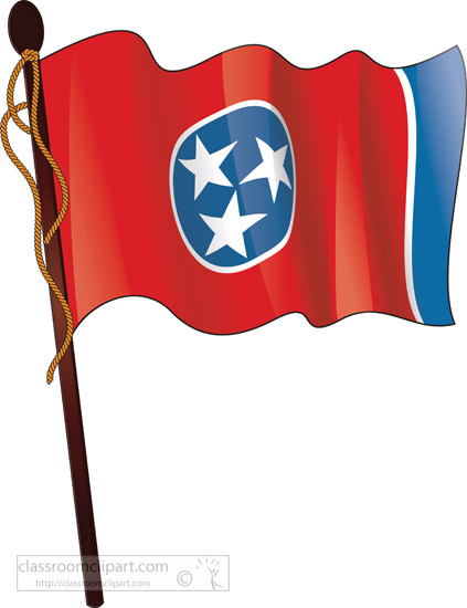 Tennessee   Tennessee State Flag On A Flagpole   Classroom Clipart