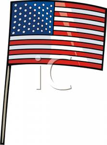The American Flag On A Flagpole Clipart Image