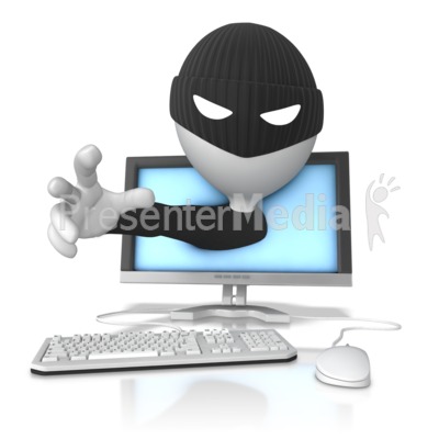 Thief Emerging From Monitor   Presentation Clipart   Great Clipart For