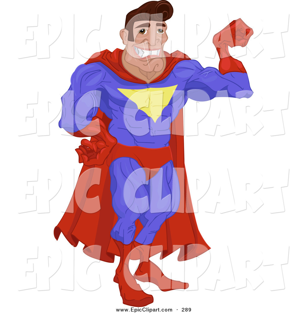 Vector Clip Art Of A Strong Man In A Red And Blue Super Hero Costume